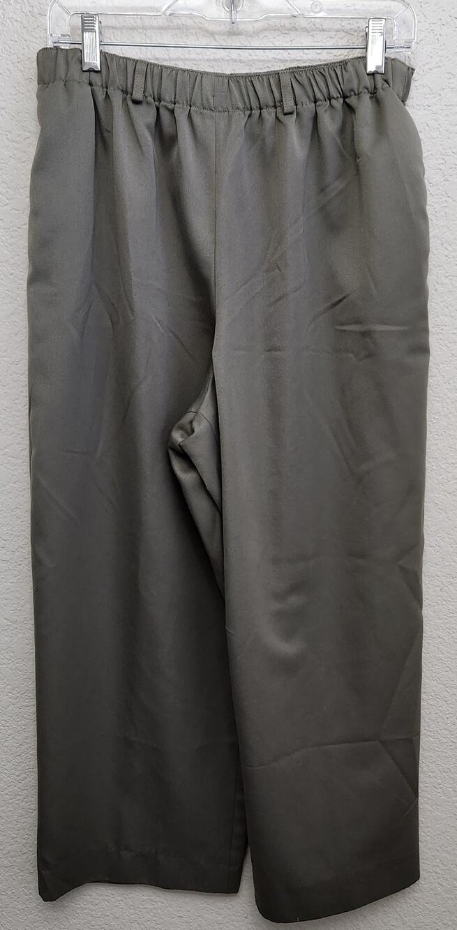 Leslie Fay Haberdashery Olive Green Pull On Dress Pants 14 Lightweight Pockets